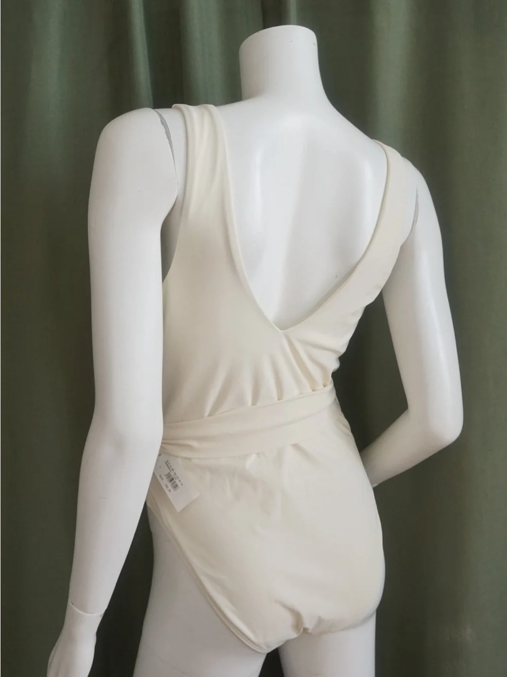 Tory Burch One Piece “Miller” Plunge White Logo Belted Swimsuit NWT - Size Large